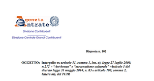 Art bonus: nessun credito per le eccedenze