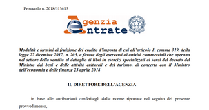Bonus librerie, tax credit in compensazione con F24: le istruzioni delle Entrate