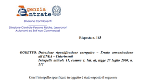 Ecobonus, errata comunicazione ENEA non blocca la detrazione