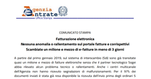 Fattura elettronica: sito in tilt, ma per l'Agenzia delle Entrate è tutto regolare