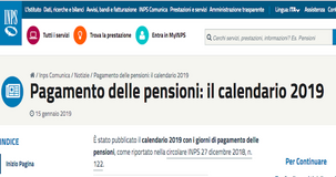 Pensioni 2019, quando verranno erogate? Il calendario dell'INPS con tutte le date