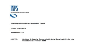 Contributi INPS artigiani e commercianti: avvisi bonari per la rata di novembre 2018