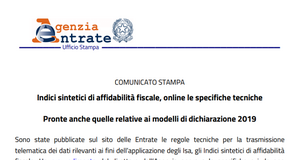 Dichiarazione dei redditi ed ISA 2019: pronte le specifiche tecniche per l'invio dei modelli