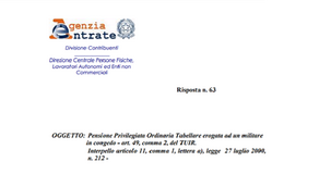 Pensione privilegiata ordinaria: assegni connessi esenti dall'Irpef