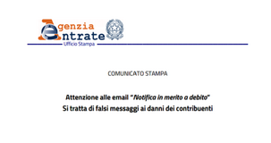 Nuova email truffa: comunicato dell'Agenzia delle Entrate