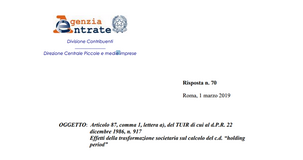Holding period: chiarimenti dell'AdE sull'esenzione fiscale delle plusvalenze