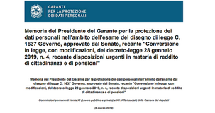 Reddito di cittadinanza e privacy: criticità superate, ora servono i decreti
