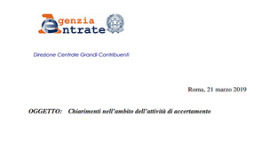 Accertamento, nuova circolare dell'Agenzia delle Entrate