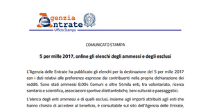 5 per mille 2017: la somma più alta all'AIRC, l'elenco degli ammessi