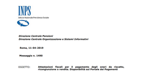 Oneri da riscatto, ricongiunzione o rendita: disponibili le attestazioni INPS