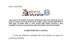 Imposta sulle assicurazioni, approvato il nuovo modello di denuncia dei premi