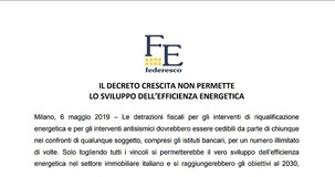 Decreto Crescita, Federesco chiede di rivedere ecobonus e sismabonus