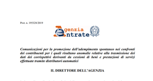 Corrispettivi telematici, in arrivo le lettere di compliance per i distributori automatici