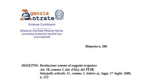 Restituzione delle somme al datore di lavoro: chiarimenti sugli oneri deducibili