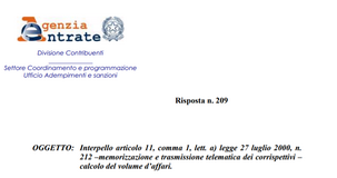 Scontrino elettronico, calcolo del volume d'affari comprensivo di fatture e corrispettivi