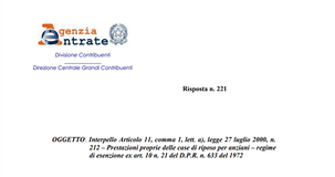 Esenzione IVA per i servizi di ospitalità globale destinati alla casa di riposo