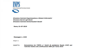 ISEE 2019: pubblicato lo schema di convenzione tra INPS e CAF