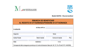 Rinuncia RdC: modulo e istruzioni INPS