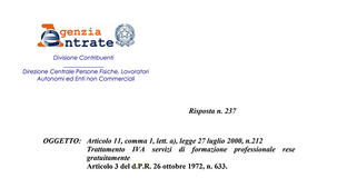 Se i corsi sono gratuiti, la formazione è senza IVA