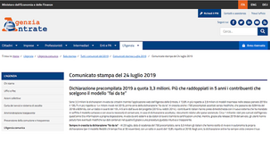 Modello 730/2019 precompilato, i dati delle Entrate: crescono gli invii