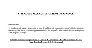 Diritto camerale 2019: attenzione alle comunicazioni ingannevoli
