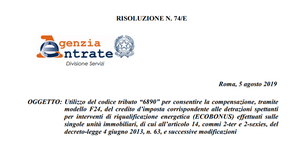 Cessione ecobonus, codice tributo e istruzioni per la compensazione