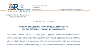 Pausa estiva anche per le cartelle dell'AdER dal 10 al 25 agosto
