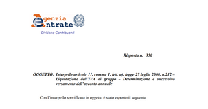 Liquidazione IVA di gruppo: istruzioni per il calcolo dell'acconto annuale
