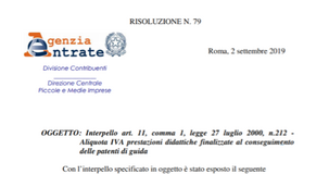 IVA scuola guida, dovuta anche sulle lezioni già fatturate: l'AdE in linea con l'UE