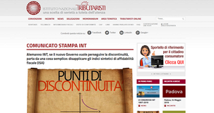 INT: la disapplicazione degli ISA deve essere tra le priorità del nuovo governo