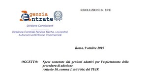Adozioni internazionali: deducibili le spese di verifica post-adozione