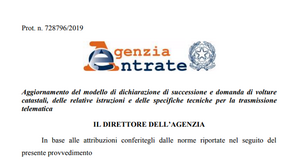 Dichiarazione di successione e volture catastali, nuovo modulo e istruzioni