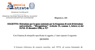 Detrazioni spese universitarie con modello 730: ok anche alla ricognizione
