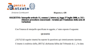 Nota di variazione, i termini di emissione dopo la chiusura del fallimento