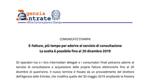 Fatture elettroniche, proroga consultazione: adesione fino al 20 dicembre
