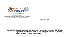Regime lavoratori impatriati, via libera se dopo il distacco c'è una nuova qualifica