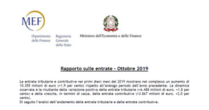 Entrate tributarie e contributive, Mef: aumento dell'1,9% nei 10 mesi del 2019