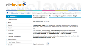 Aggiornamento comunicazioni obbligatorie: servizio sospeso per 24 ore