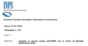 INPS: Carta di Identità elettronica 3.0 anche per i servizi online