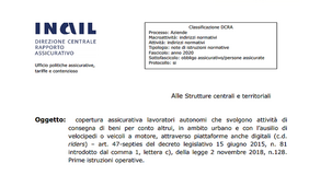 Assicurazione INAIL rider, obbligatoria dal 1° febbraio: le istruzioni da seguire
