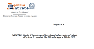 Bonus investimenti mezzogiorno: il credito cambia con la modifica del piano
