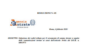 Controlli fiscali, dall'Agenzia delle Entrate i codici tributo per le comunicazioni 36 bis