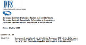 Bonus bebè 2020, circolare INPS: importo fino a 2.304 euro con ISEE basso