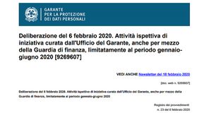 Fattura elettronica, approvato il piano di controlli sulla privacy fino a giugno 2020