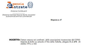 Bollo sulle fatture, nessuna esenzione per le associazioni CONI