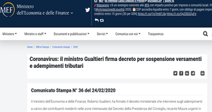 Coronavirus, decreto MEF di sospensione delle scadenze fiscali e prossime misure