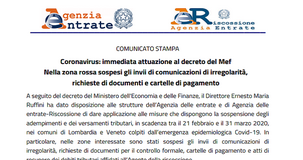 Coronavirus, controlli e cartelle sospesi: l'Agenzia delle Entrate attua il decreto MEF 