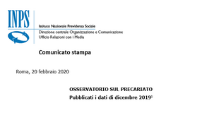 Osservatorio sul precariato: l'INPS ha pubblicato i dati relativi a dicembre 2019