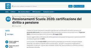 Pensionamenti scuola 2020: domanda INPS e certificazione del diritto