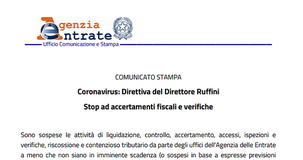 Coronavirus, Agenzia delle Entrate: controlli fiscali sospesi, tranne quelli in “imminente scadenza”